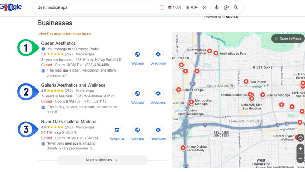 Google maps ranking